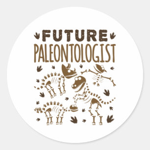 Sticker Rond Paléontologiste de l'avenir Paléontologie Dinosaur