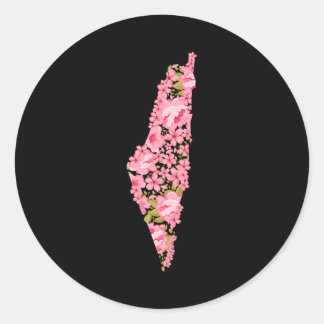 Sticker Rond Palestine Carte à fleurs palestinienne