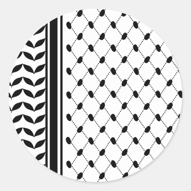 Sticker Rond Palestine Keffiyeh Motif Scarf (Devant)