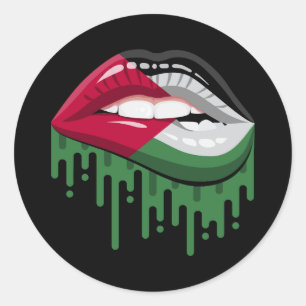 Sticker Rond Palestine lèvres drapeau de la racine de fierté