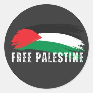 Sticker Rond PALESTINE LIBRE noir