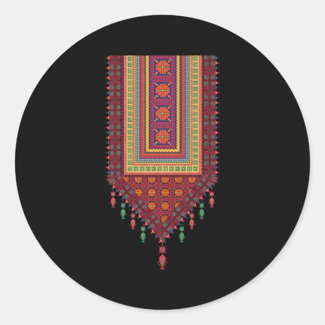 Sticker Rond Palestine Tatreez (Devant)