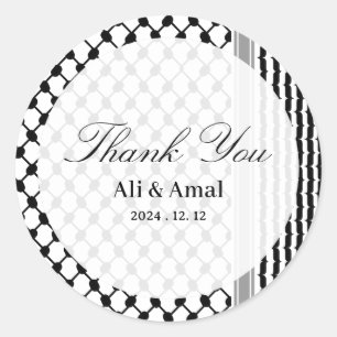 Sticker Rond Palestinien Hatta Keffiyeh Merci Mariage