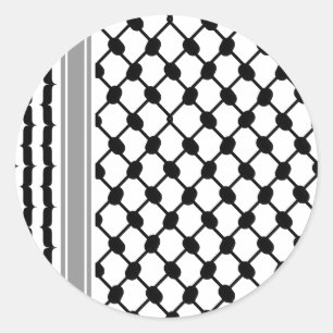 Sticker Rond Palestinienne Hatta Keffiyeh Kufiya Folk (2 Motifs