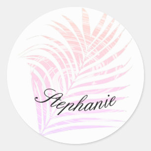 Sticker Rond Palm Tree Tropical Rose Motifs Nom personnalisé