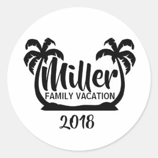 Sticker Rond Palm Trees Vacances en famille