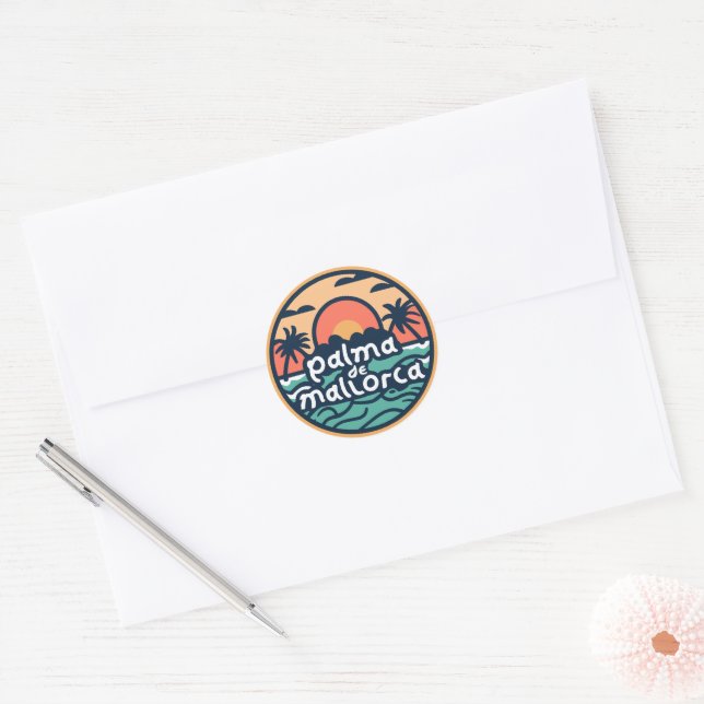 Sticker Rond Palma de Majorque (Enveloppe)