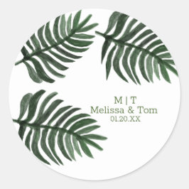 Sticker Rond Palme Botanique Tropicale Mariage Remerciements