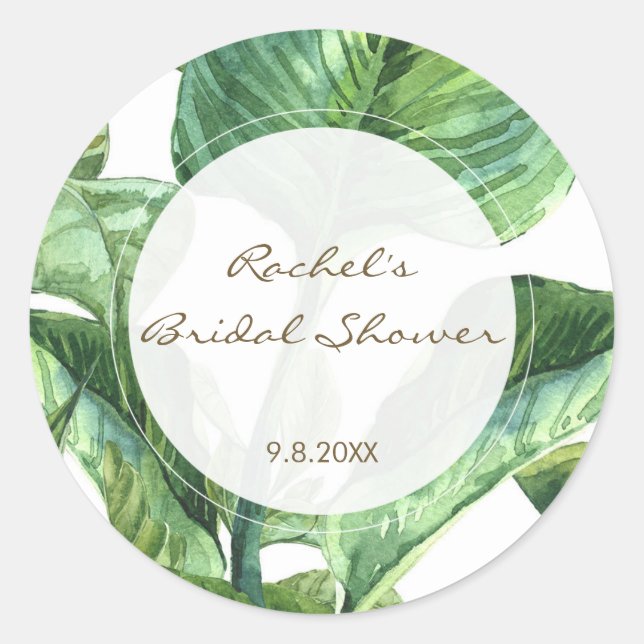 Sticker Rond palme feuille botanique douche de la nuptiale (Devant)