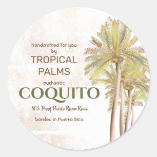 Sticker Rond Palme tropicale Coquito Coconut