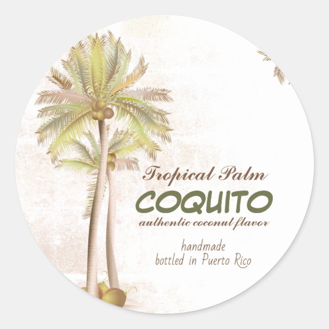 Sticker Rond Palme tropicale Coquito Coconut (Devant)