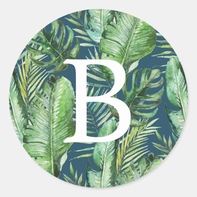 Sticker Rond Palme tropicale sauvage | Phoques d'enveloppes de  (Devant)