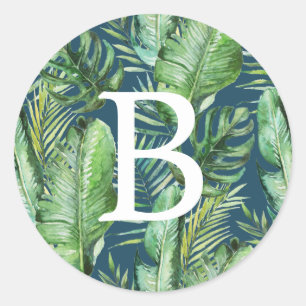 Sticker Rond Palme tropicale sauvage Phoques d'enveloppes de