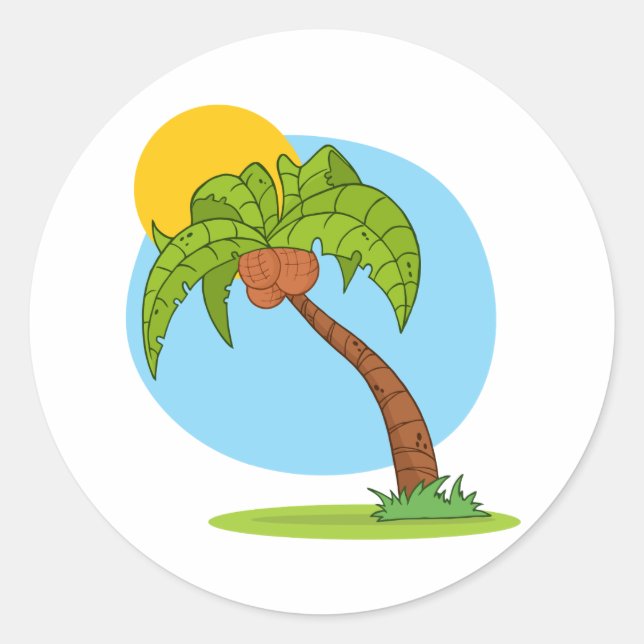 Sticker Rond Palmier de dessin (Devant)