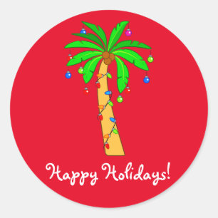 Sticker Rond Palmier décoré pour Noël