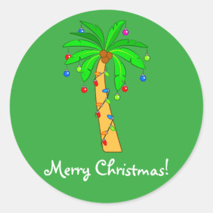 Sticker Rond Palmier décoré pour Noël