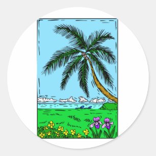 Sticker Rond Palmier qui pousse