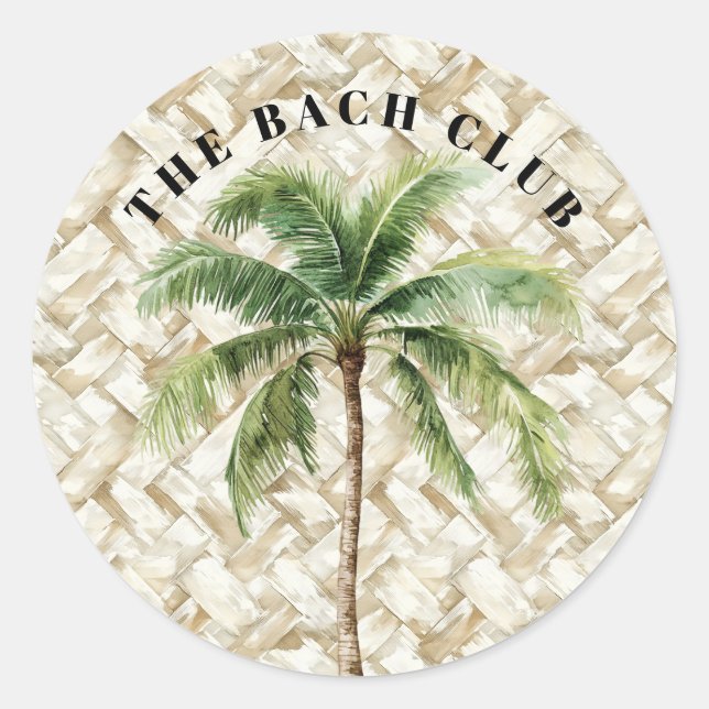 Sticker Rond Palmier tropical | Club de plage (Devant)