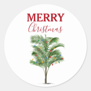 Sticker Rond Palmier Tropical Noël Arbre de Noël