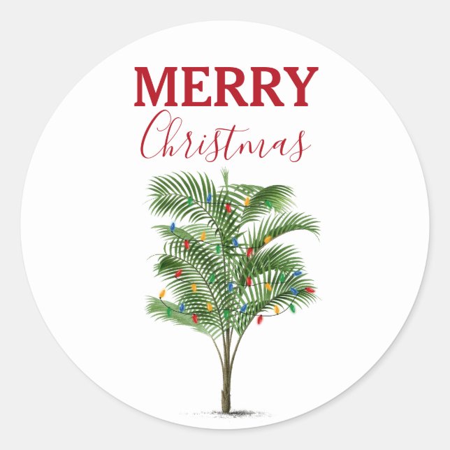 Sticker Rond Palmier Tropical Noël Arbre de Noël (Devant)
