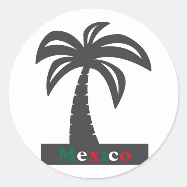 Sticker Rond Palmier (Vacances Mexique) - Sticke Rond Classique (Devant)