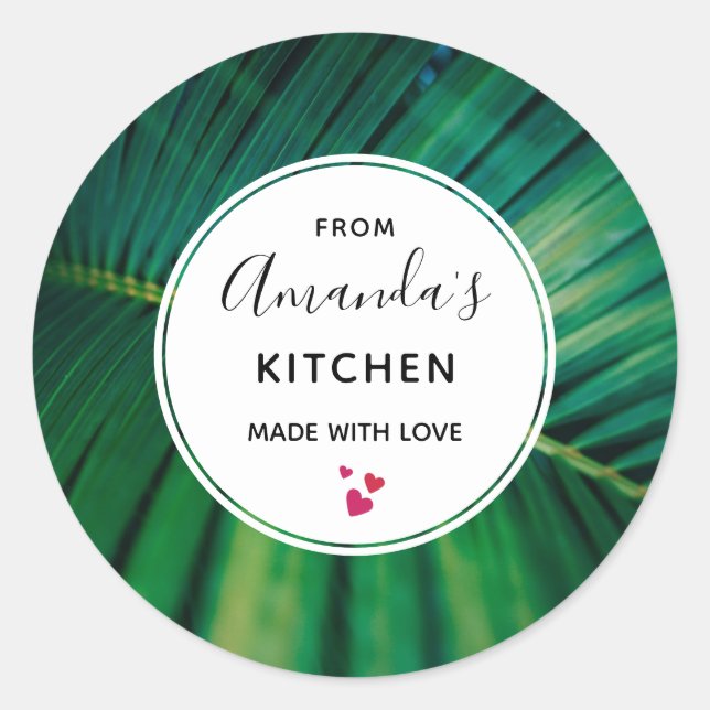 Sticker Rond Palmier vert Frond Nature Photo Cuisine (Devant)