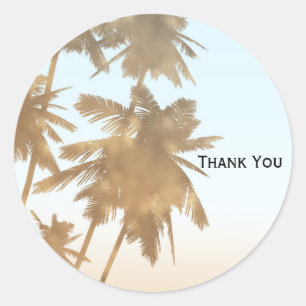 Sticker Rond Palmiers Bronzés Dorés Plage Ombre Palmiers Chic