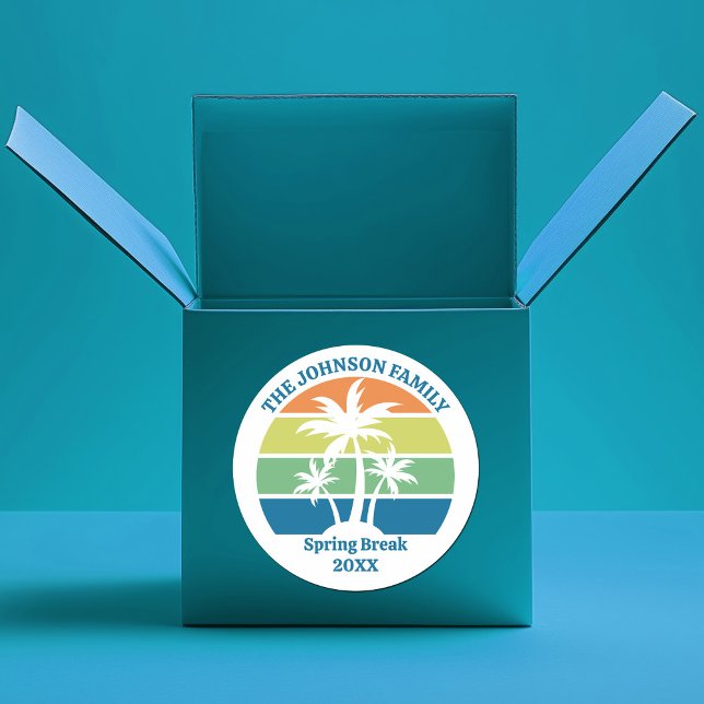 Sticker Rond Palmiers de fête des îles tropicales sur mesure (Créateur téléchargé)