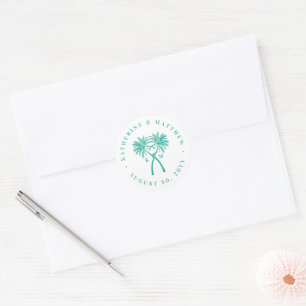 Sticker Rond Palmiers noués Destination Tropicale Mariage