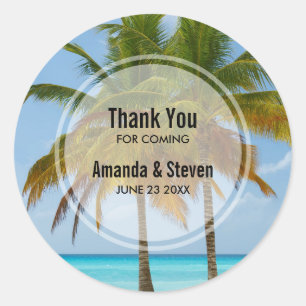 Sticker Rond Palmiers sur un mariage tropical de plage
