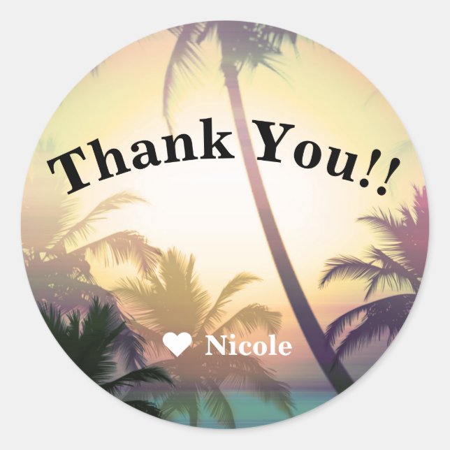 Sticker Rond Palmiers Tropical Heat Beach Party Luau Favoriser (Devant)