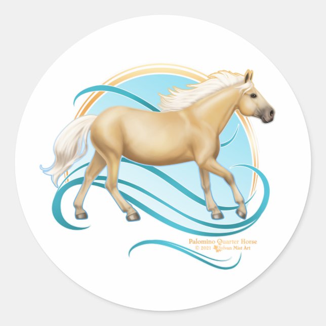 Sticker Rond Palomino Quarter Horse (Devant)