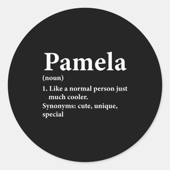 Sticker Rond Pamela Name Definition Funny D  (Devant)
