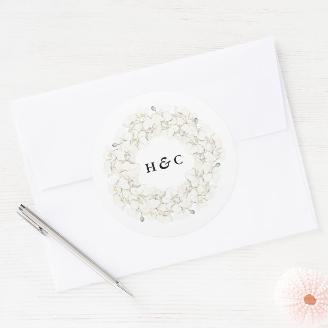 Sticker Rond Pampas blanc doux Herbe Florale Jungle Moderne (Enveloppe)