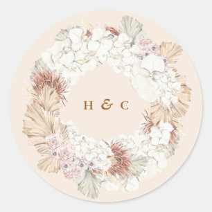 Sticker Rond Pampas doux Grass Floral Jungle Mariage tropical