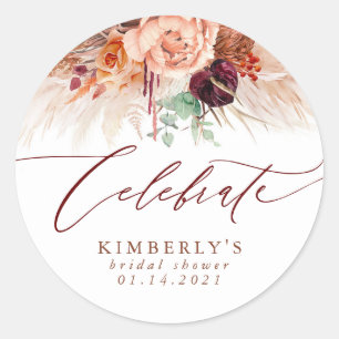 Sticker Rond Pampas Florale en terre cuite CÉLÉBRÉE