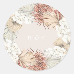 Sticker Rond Pampas Grass Floral Jungle Mariage doux