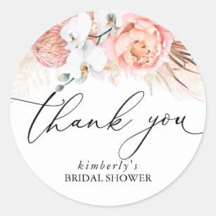 Sticker Rond Pampas Grass Floral Rose N'Importe Quel Événement 