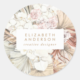 Sticker Rond Pampas Grass Floral Tropical Jungle