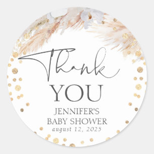 Sticker Rond Pampas Grass Gold Confetti Merci