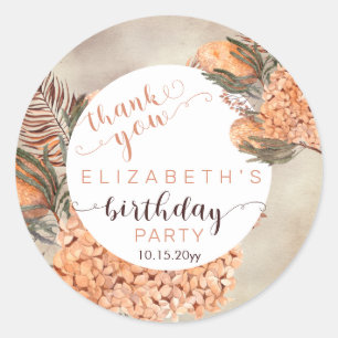 Sticker Rond Pampas Grass Terracotta Hydrangeas fête d'anniver