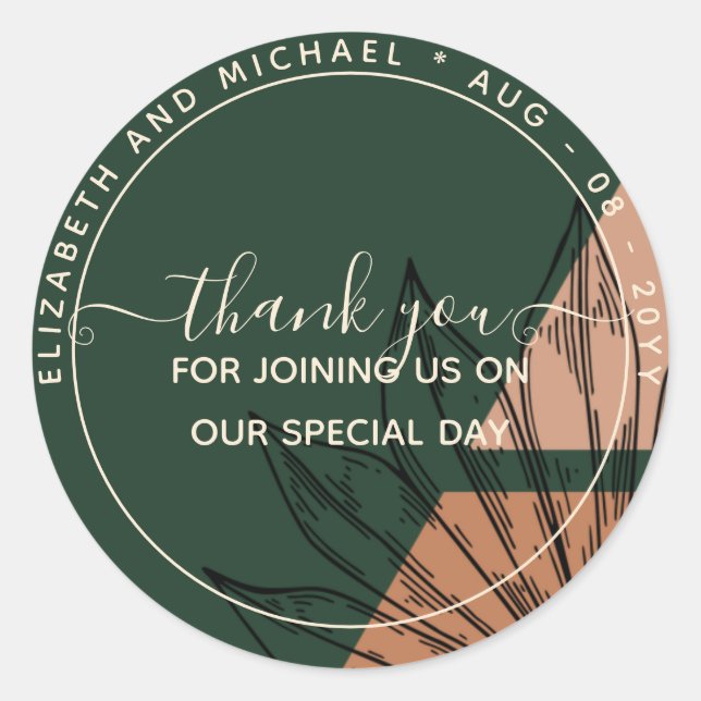 Sticker Rond Pampas Green Terracotta Merci Favoriser (Devant)