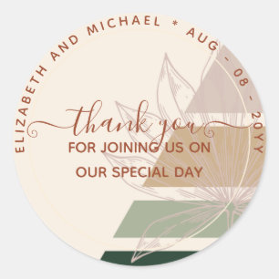 Sticker Rond Pampas Green Terracotta Merci Favoriser Classic Ro