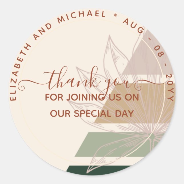 Sticker Rond Pampas Green Terracotta Merci Favoriser Classic Ro (Devant)