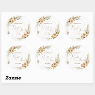 Sticker Rond Pampas herbe boho élégant tropical