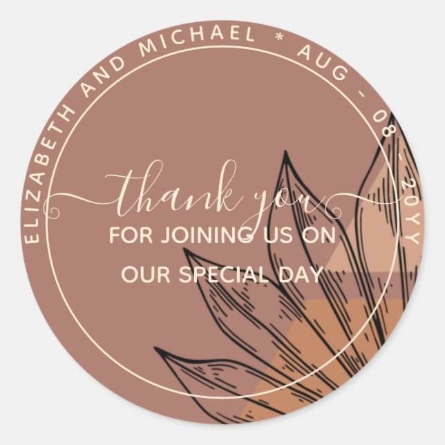 Sticker Rond Pampas Tan Terracotta Merci Favoriser (Devant)