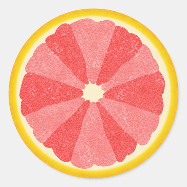 Sticker Rond Pamplemousse demi-été Fruit Slice Cute Rose (Devant)