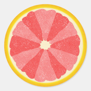 Sticker Rond Pamplemousse demi-été Fruit Slice Cute Rose