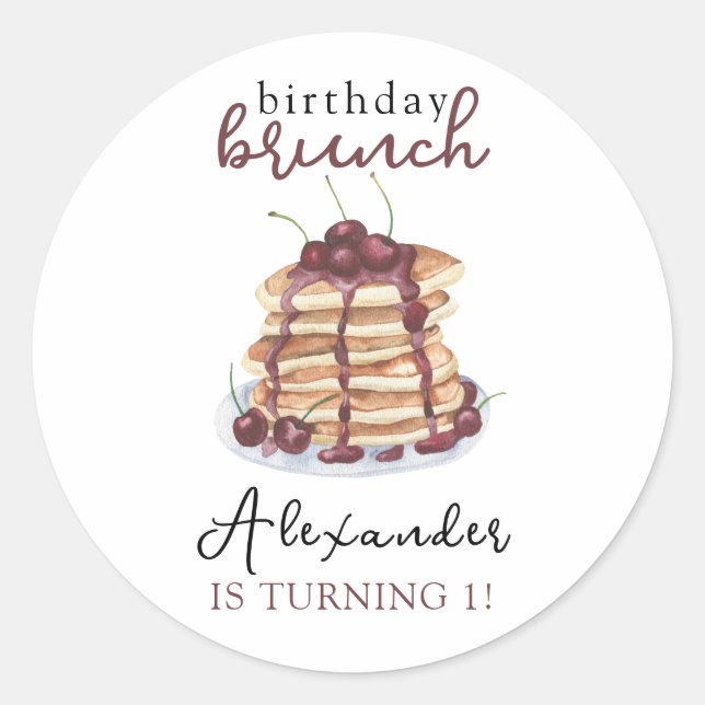 Sticker Rond Pancakes aquarelle fête d'anniversaire (Devant)