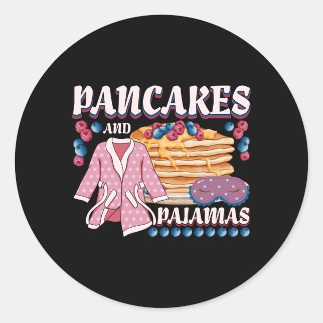 Sticker Rond Pancakes et Pyjamas Lover Cadeaux Pancake Love Cad (Devant)
